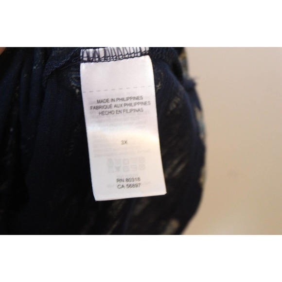 Lucky Brand Persian Carpet Tee Short Sleeve Top Navy Women's Size 3X H14384 - Picture 7 of 9